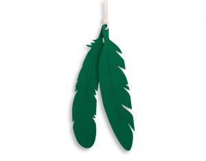 Decorative felt feathers 2pcs - green